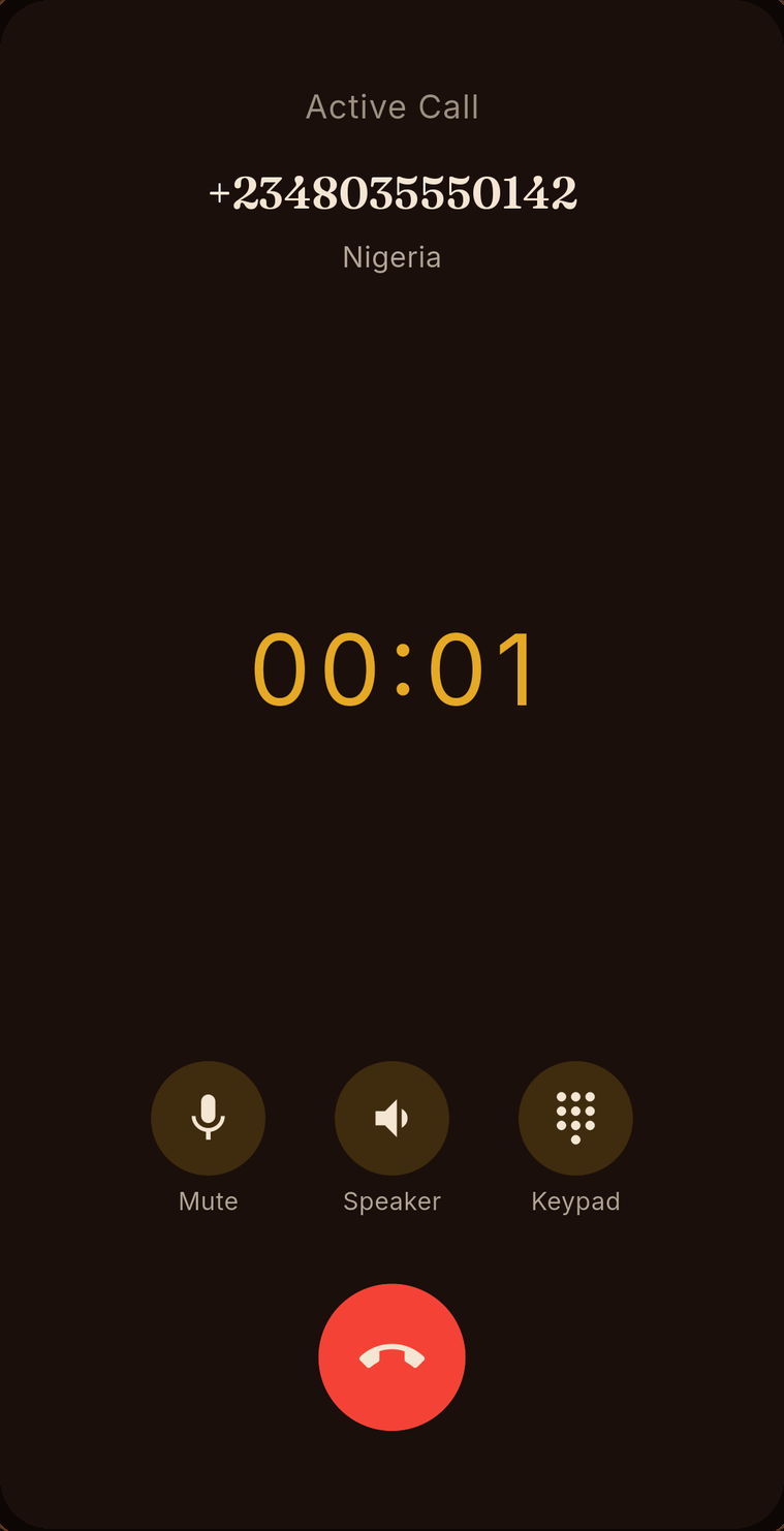 Kalisstar active call screen